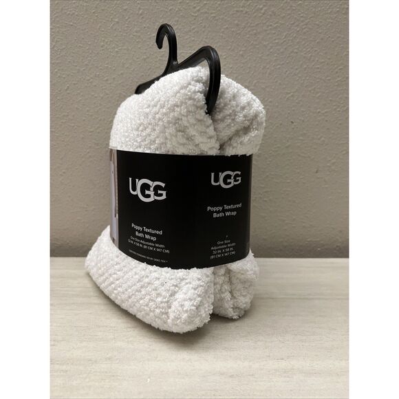 UGG Unisex Poppy Textured Bath Wrap One Size Adjustable 32 X 58” WHITE NEW!! - Picture 7 of 8